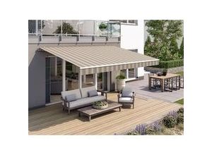 4005840483736 - Gelenkarmmarkise Classic beige-braun gestreift inkl Handkurbel