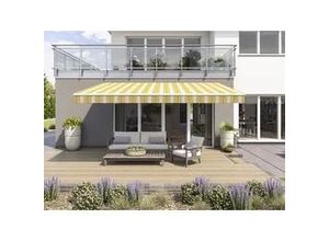 4005840484146 - Gelenkarmmarkise Classic grau-gelb gestreift inkl Handkurbel