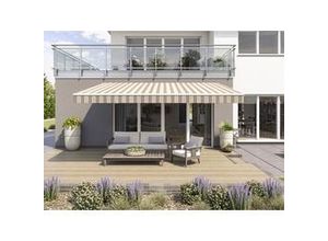 4005840484672 - Gelenkarmmarkise Classic braun-beige gestreift inkl Handkurbel