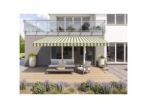 4005840485808 - Gelenkarmmarkise Classic grün-beige gestreift inkl Motor Handsender Solar Panel