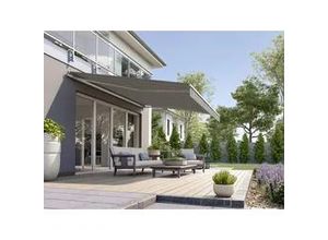 4005840486522 - Gelenkarmmarkise Classic grau-schwarz gestreift inkl Motor Handsender Solar Panel