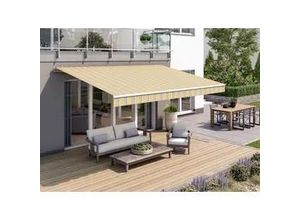 4005840486935 - Gelenkarmmarkise Classic gelb-grau gestreift inkl Motor Handsender Solar Panel