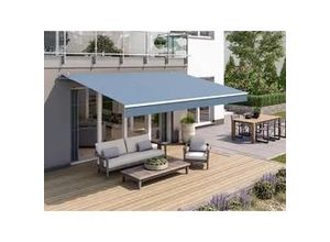 4005840487796 - Gelenkarmmarkise Classic blau-schwarz gestreift inkl Motor Handsender Solar Panel