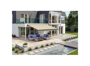 4005840490468 - Teilhülsenmarkise beige gestreift inkl Motor Aufputzschalter