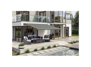 4005840495159 - Kassettenmarkise S-Compact dunkelgrau struktur inkl Motor Aufputzschalter