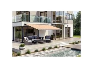 4005840496996 - Kassettenmarkise S-Compact beige-rot gestreift inkl Motor Aufputzschalter