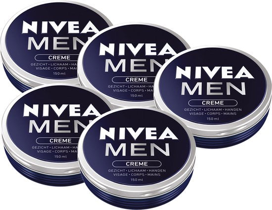 4005900115782 - NIVEA MEN Creme - Für alle Hauttypen - Angereichert mit Vitamin E - Spendet Feuchtigkeit und pflegt - 5 x 150 ml