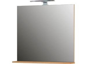 4005949142923 - Badspiegel GERMANIA Scantic   Pescara braun (granson eiche nachbildung) Spiegel B H T 76cm x 75cm x 15cm Holzwerkstoff Breite 76 cm mit Ablage LED Beleuchtung Spiegel B76cm H75cm T15cm