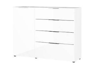 4005949369702 - Sideboard Genua mit 4 Schubladen und 1 Tür Glasfront- und auflage B 1340 x T 420 x H 1020 mm weiß