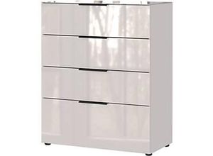 4005949369979 - Kommode mit 4 Schubladen Glasfront- und auflage B 830 x T 420 x H 1020 mm Kaschmir