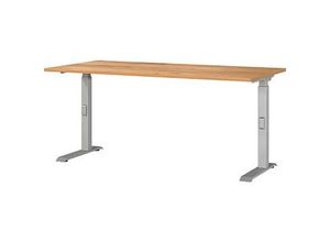 4005949791633 - DOWNEY höhenverstellbarer Schreibtisch navarra-eiche rechteckig C-Fuß-Gestell silber 1600 x 800 cm 4005949791633 GERMANIA