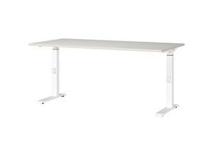 4005949791640 - Schreibtisch DOWNEY 7911-642 manuell höhenverstellbar 68-91cm (H) 160x80cm (BxT) rechteckig lichtgrau   weiß 4005949791640 