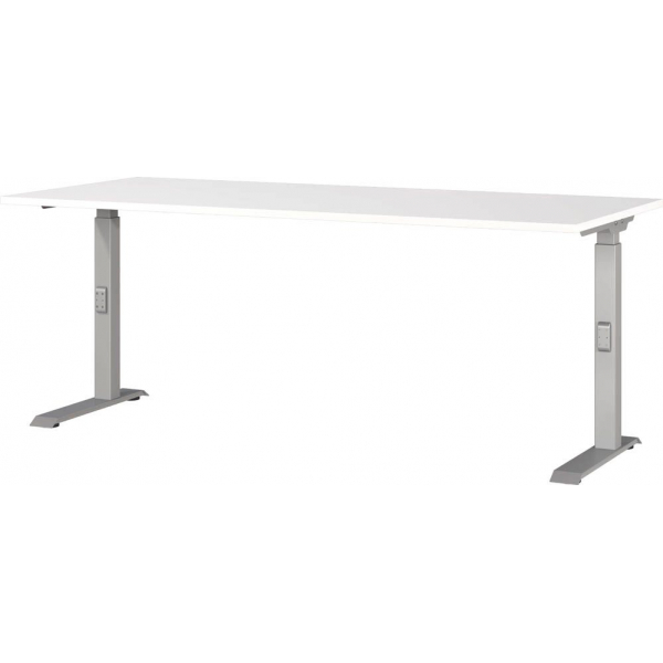 4005949791725 - Schreibtisch DOWNEY 7912-639 manuell höhenverstellbar 68-91cm (H) 180x80cm (BxT) rechteckig weiß   silber 4005949791725 GER