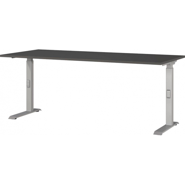 4005949791732 - Schreibtisch DOWNEY 7912-640 manuell höhenverstellbar 68-91cm (H) 180x80cm (BxT) rechteckig graphit   Silber 4005949791732 