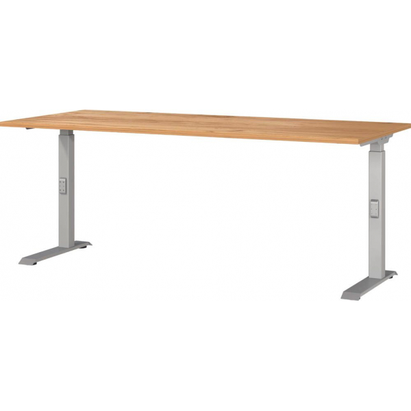 4005949791749 - DOWNEY höhenverstellbarer Schreibtisch navarra-eiche rechteckig C-Fuß-Gestell silber 1800 x 800 cm 4005949791749 GERMANIA