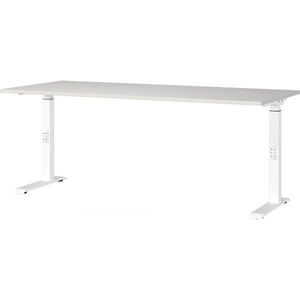 4005949791756 - Schreibtisch DOWNEY 7912-642 manuell höhenverstellbar 68-91cm (H) 180x80cm (BxT) rechteckig lichtgrau   weiß 4005949791756 