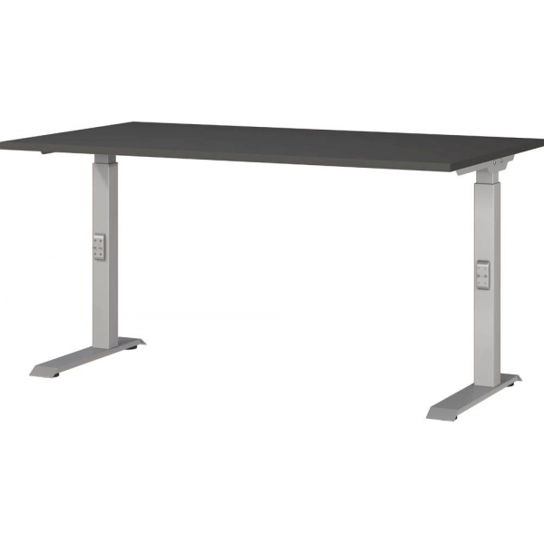 4005949791848 - Schreibtisch DOWNEY 7904-640 manuell höhenverstellbar 68-91cm (H) 140x80cm (BxT) rechteckig graphit   Silber 4005949791848 