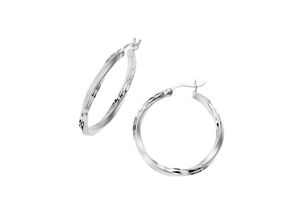 4006046101103 - Paar Creolen FIRETTI Schmuck Geschenk Silber 925 Basic diamantiert Ohrringe Gr 30 Silber 925 (Sterlingsilber) silberfarben Damen Creolen