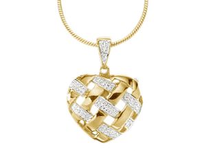 4006046151382 - Herz-Anhänger FIRETTI Schmuck Geschenk Gold 333 zweifarbig Schmuckanhänger Gr 002 ct P1 = bei 10-facher Vergrößerung erkennbare Einschlüsse Gelbgold 333-Diamanten 18 g goldfarben (gelbgoldfarben weißgoldfarben w=weiß) Damen Anhänger mit Diamanten