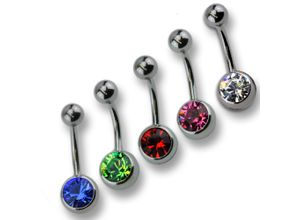 4006046151603 - Bauchnabelpiercing ZEEME Piercing Set 316l CHS Stahl Kristall Piercings grau (grau multi) Damen