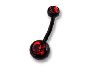 4006046153621 - Bauchnabelpiercing ZEEME Bauchnabelpiercing Chirurgiestahl schwarz Kristall Piercings schwarz (schwarz rot) Damen Bauchnabelpiercings