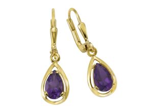 4006046158930 - Paar Ohrhänger FASCINATION BY ELLEN K Gold 333 Amethyst Ohrringe Gr ONE-SIZE Gold gelb (gelb lila) Damen Ohrhänger