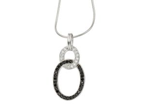 4006046166324 - Kette mit Anhänger CELESTA 925 Silber Zirkonia weiß und schwarz Halsketten Gr 42 + 5 cm Silber 925 (Sterlingsilber) Länge 47 cm Breite 100 mm weiß Damen