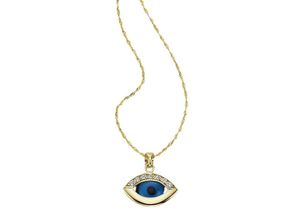 4006046167697 - Kette mit Anhänger FIRETTI Schmuck Geschenk Gold 333 Halsschmuck Halskette magisches Auge Halsketten Gr Gelbgold 333 Länge 45 cm blau (gelbgoldfarben blau schwarz weiß) Damen Ketten mit Anhänger zu Kleid Shirt Jeans Sneaker Anlass Geburtstag Weihnachten