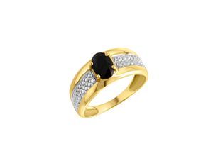 4006046177313 - Goldring FIRETTI Schmuck Geschenk Gold 333 Damenring Edelstein Farbstein Fingerringe Gr 16 001 ct P2 = erkennbare Einschlüsse Gelbgold 333-Diamanten 2 mm schwarz (gelbgoldfarben weißgoldfarben schwarz schwarz) Damen Fingerringe mit Saphir - Diamanten