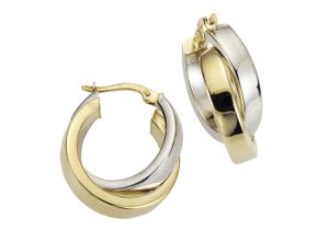 4006046184144 - Paar Creolen CELESTA 333 - Gelbgold bicolor Ohrringe Gr ONE-SIZE Gold gelb Damen Creolen