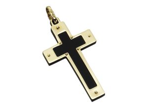 4006046191333 - Kreuz-Anhänger FIRETTI Schmuck Geschenk Gold 333 Halsschmuck Anhänger für Halskette Kreuz Schmuckanhänger Gr Gelbgold 333-Acryl 17 g schwarz (gelbgoldfarben schwarz) Damen Anhänger zu Hoodie Kleid Shirt Jeans Sneaker Anlass Geburtstag Weihnachten