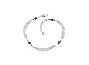 4006046201032 - Fußkette FIRETTI Schmuck Geschenk Silber 925 Körperschmuck Panzerkette Kristalle Fußkettchen Gr Silber 925 (Sterlingsilber) silberfarben (silberfarben schwarz schwarz) Strandaccessoires mit Kristallsteinen