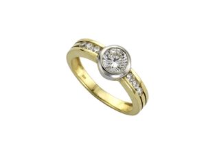 4006046209502 - Fingerring CELESTA 375 - Gelbgold 2farbig Zirkonia Fingerringe Gr 054 (172) Gold gelb (gelb weiß) Damen Fingerringe