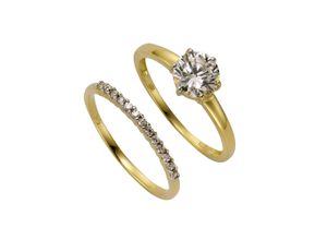 4006046209663 - Fingerring CELESTA 375 - Gelbgold Zirkonia Fingerringe Gr 056 (178) Gold gelb (gelb weiß) Damen Fingerringe