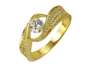 4006046209717 - Fingerring CELESTA 375 Gold mit Zirkonia weiß Fingerringe Gr 054 (172) Gold gelb (gelb weiß) Damen Fingerringe