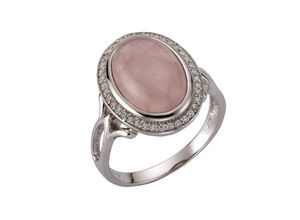 4006046223089 - Fingerring ZEEME 925 - Sterling Silber Rosenquarz Fingerringe Gr 052 (166) Silber 925 (Sterlingsilber) weiß (weiß rosa) Damen Fingerringe