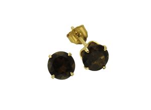 4006046232128 - Paar Ohrstecker FASCINATION BY ELLEN K Gold 585 Rauchquarz 5mm Ohrringe Gr ONE-SIZE Gold gelb (gelb braun) Damen Ohrstecker