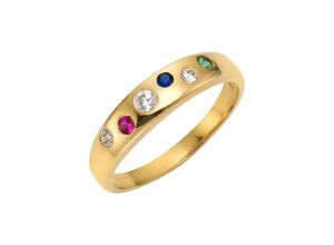 4006046236164 - Goldring FIRETTI Schmuck Geschenk Gold 333 Damenring Edelstein Farbstein Fingerringe Gr 17 Gelbgold 333 2 mm bunt (gelbgoldfarben rot blau grün kristallweiß kristallweiß) Damen Fingerringe mit Rubin Saphir Smaragd und Zirkonia