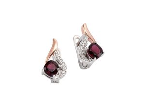 4006046241922 - Paar Creolen FIRETTI Schmuck Geschenk Silber 925 Bicolor-Optik Ohrringe Gr Silber 925 (Sterlingsilber) rosegold (silberfarben roségoldfarben rot rot) Damen Creolen mit Granat