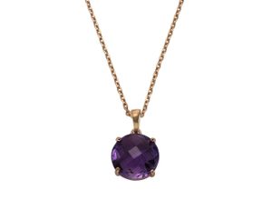 4006046243940 - Kette mit Anhänger ZEEME 925 Sterling Silber Amethyst Halsketten Gr 41 + 5cm Silber 925 (Sterlingsilber) Länge 46 cm Breite 120 mm rot (rot lila) Damen Ketten mit Anhänger