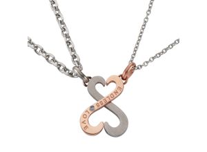 4006046245722 - Kette und Anhänger-Set FIRETTI Multipack Schmuck Geschenk Halskette LIEBE ENDLESS LOVE Schmuck-Sets rosegold (edelstahlfarben roségoldfarben weiß) Ketten mit Anhänger Zirkonia