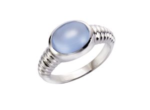 4006046257749 - Fingerring 925 Silber rhodiniert Quarz blau (beh) Fingerringe Gr 052 (166) Silber 925 (Sterlingsilber) weiß (weiß hellblau) Damen Fingerringe