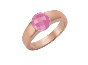 4006046259460 - Fingerring 925 Silber rosé vergoldet Quarz (beh) Fingerringe Gr 052 (166) 30 ct Silber 925 (Sterlingsilber) rot (rot pink) Damen Fingerringe