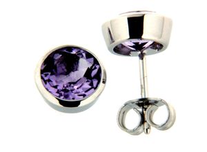 4006046269216 - Paar Ohrstecker 585 Gold mit 2x pinker Amethyst 65mm Ohrringe Gr ONE-SIZE Gold silberfarben (silbergrau lila) Damen Ohrstecker