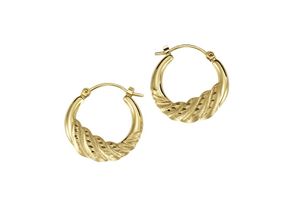 4006046272520 - Paar Creolen VIVANCE 333 Gold diamantiert 20mm Ohrringe Gr ONE-SIZE Gold gelb Damen Creolen