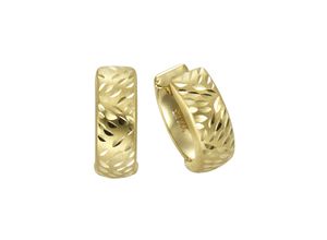 4006046272568 - Paar Creolen VIVANCE 333 Gold diamantiert 13mm Ohrringe Gr ONE-SIZE Gold gelb Damen Klappcreolen Creolen Ohrschmuck