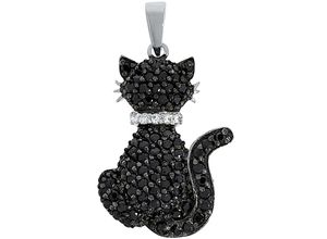 4006046274098 - Ketten-Anhänger FIRETTI Schmuck Geschenk Silber 925 Halsschmuck Anhänger Katze Schmuckanhänger Gr Silber 925 (Sterlingsilber) 29 g schwarz (silberfarben schwarz silber 925 weiß) Damen Anhänger mit Zirkonia (synth)