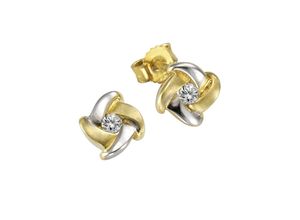 4006046277143 - Paar Ohrstecker VIVANCE 333 Gold zweifarbig Zirkonia weiß Ohrringe Gr ONE-SIZE Gold bunt (mehrfarbig weiß) Damen Ohrstecker Ohrschmuck