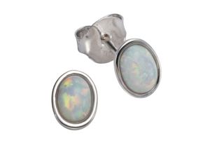 4006046282307 - Paar Ohrstecker VIVANCE 925 - Sterling Silber synth Opal Ohrringe Gr ONE-SIZE Silber 925 (Sterlingsilber) weiß (weiß weiß) Damen Ohrstecker Ohrschmuck