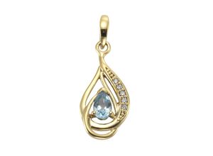 4006046285261 - Ketten-Anhänger VIVANCE 375 - Gelbgold mit Blautopas Zirkonia Schmuckanhänger Gr ONE-SIZE Gold 07 g gelb Damen Anhänger